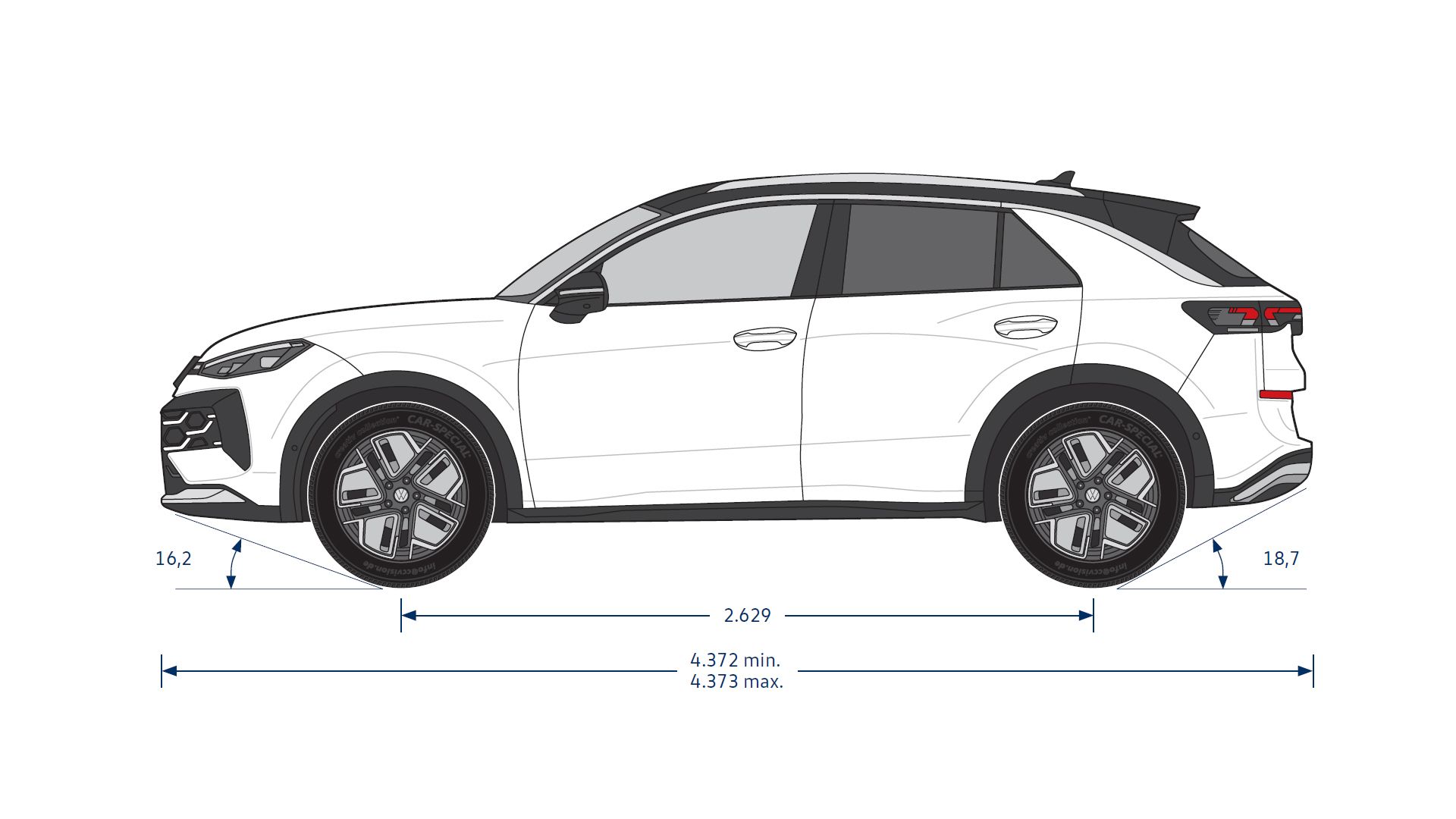 Volkswagen T-Roc - rozměry modelu