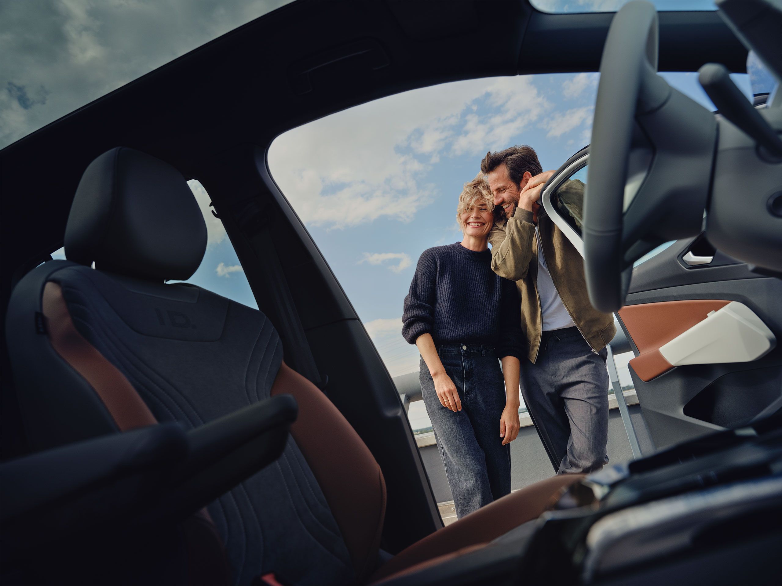 Blick aus dem Cockpit eines Volkswagen