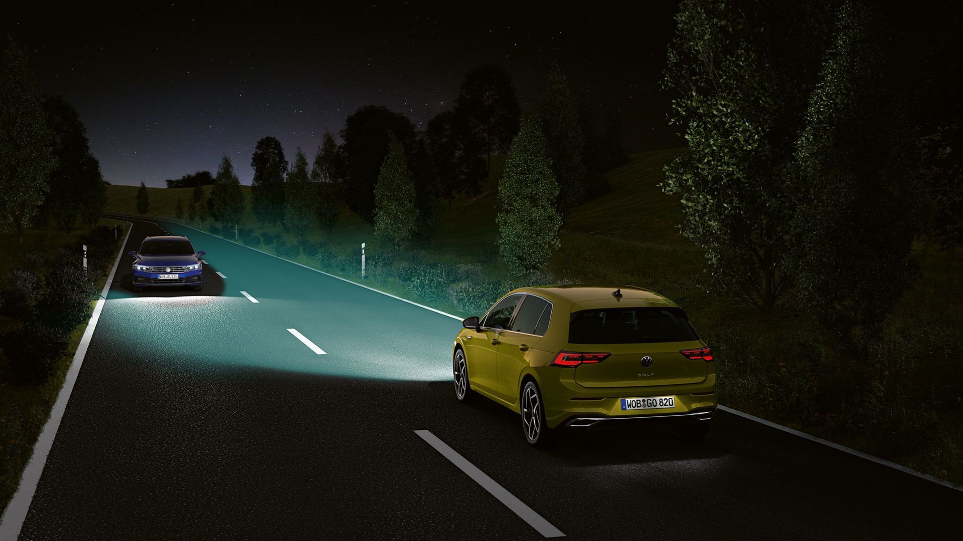 Regulace dálkových světel Light Assist ve voze Volkswagen Golf