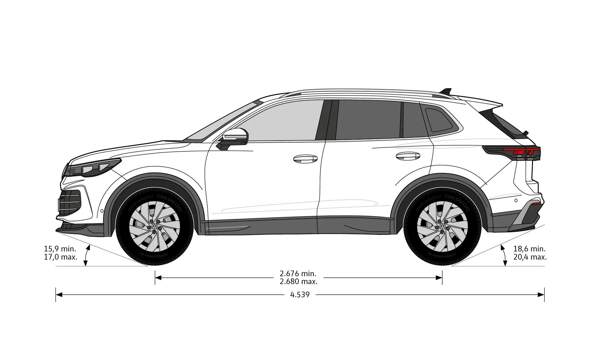 Volkswagen Tiguan - rozměry modelu