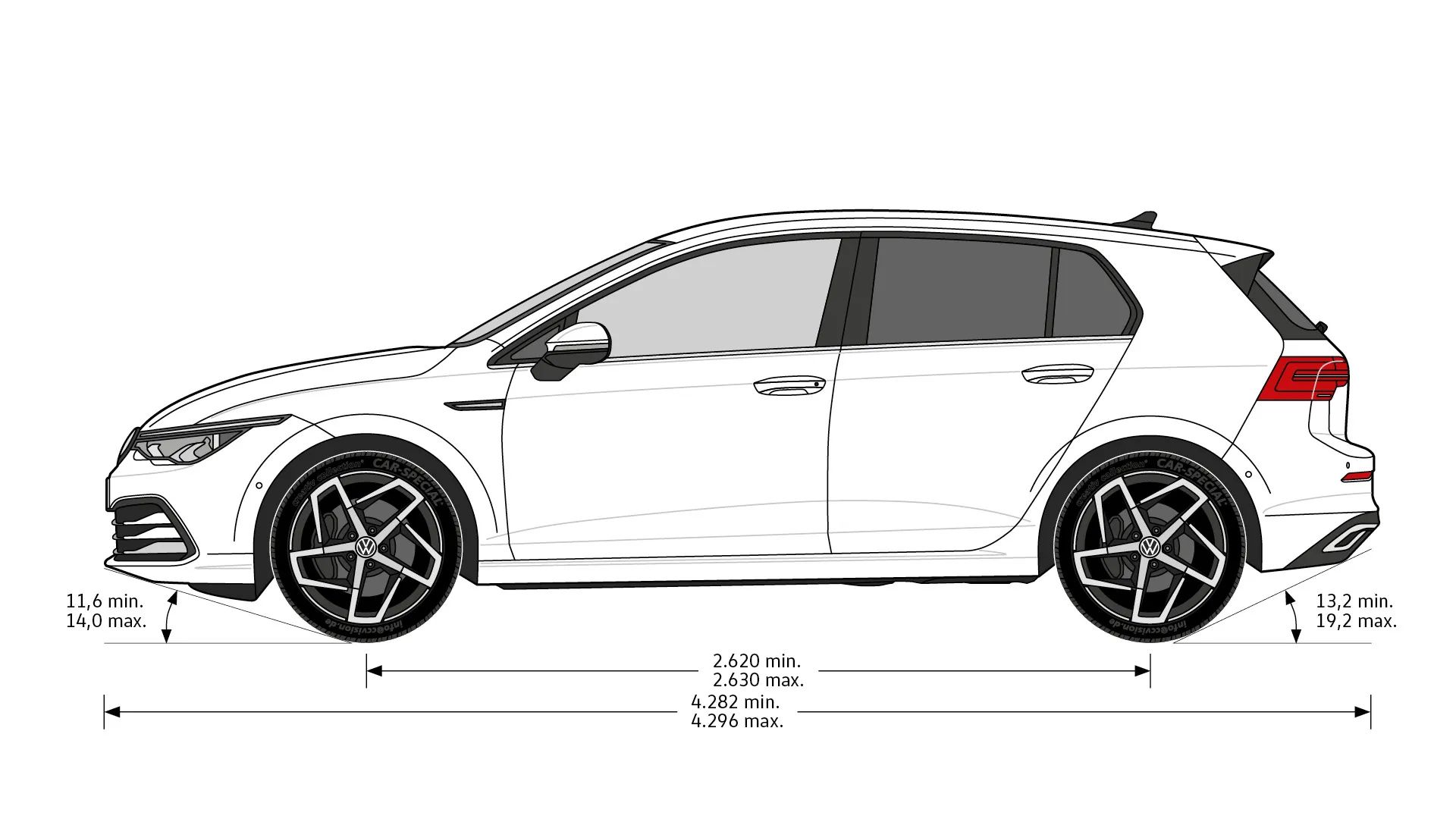 Volkswagen Golf - rozměry modelu