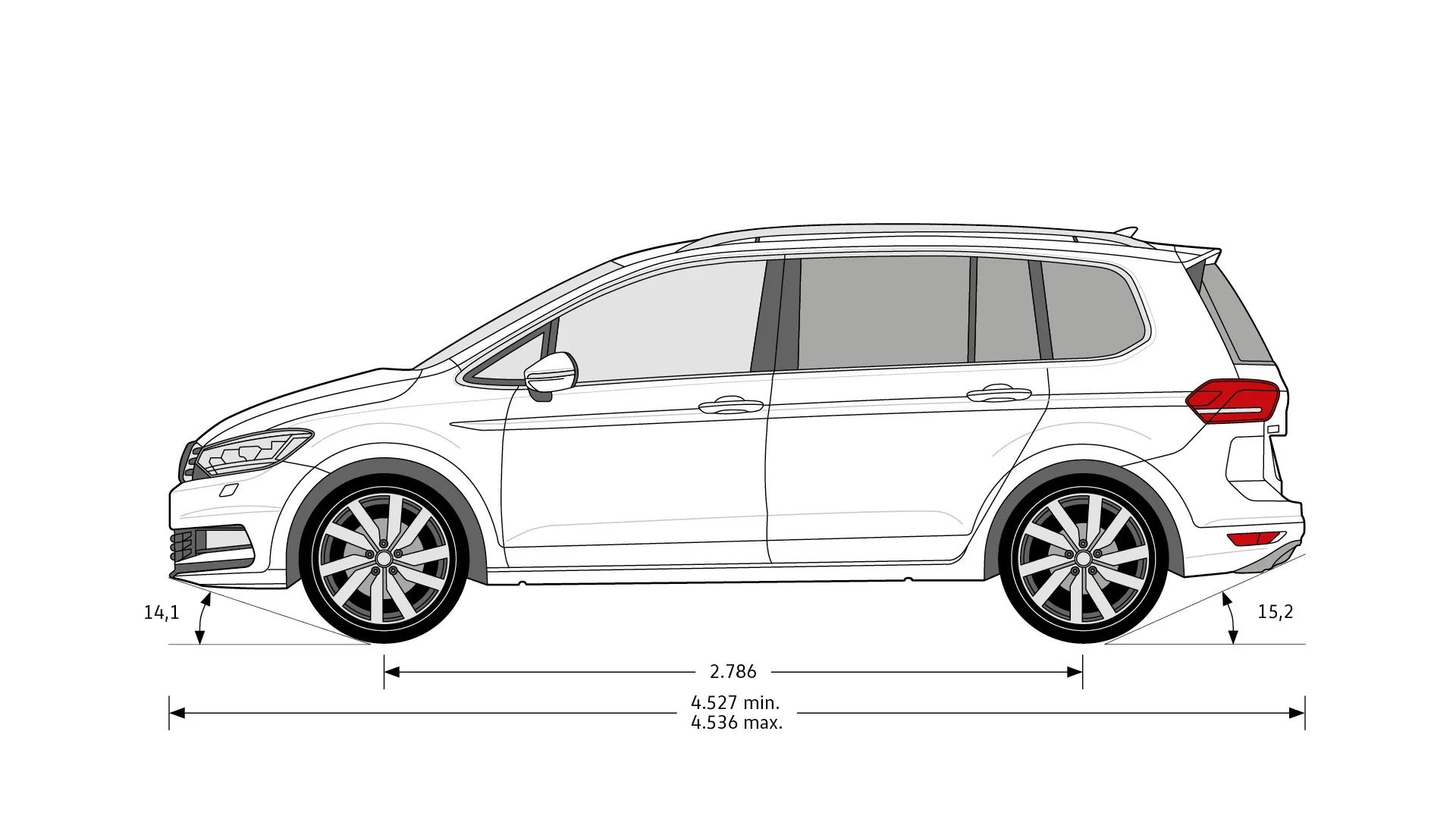 Volkswagen Touran - rozměry modelu