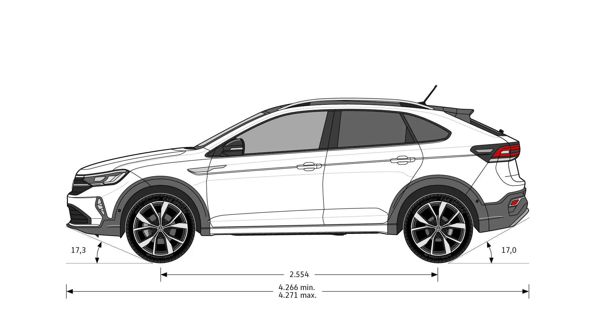 Volkswagen Taigo - rozměry modelu