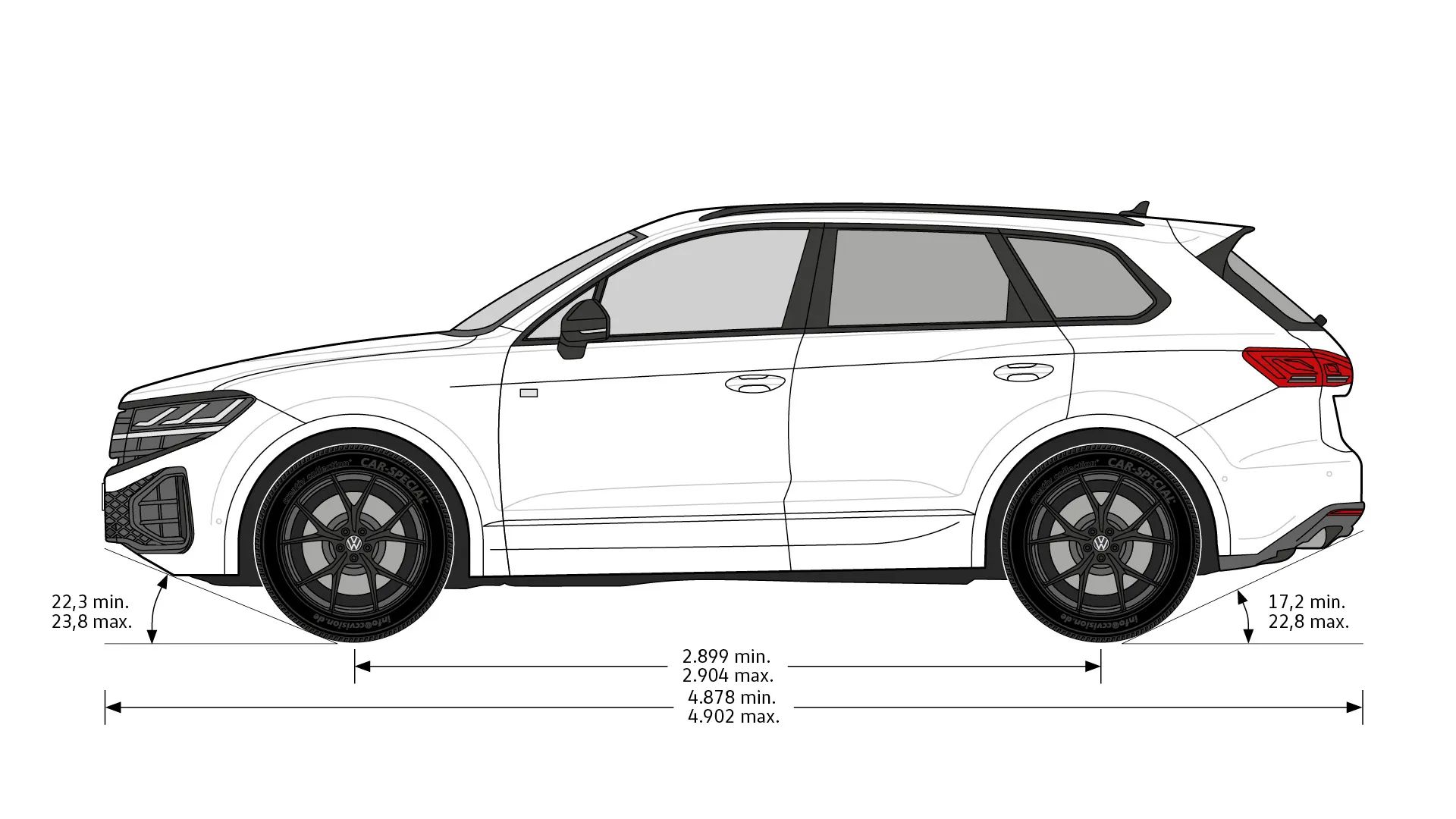Volkswagen Touareg - rozměry modelu