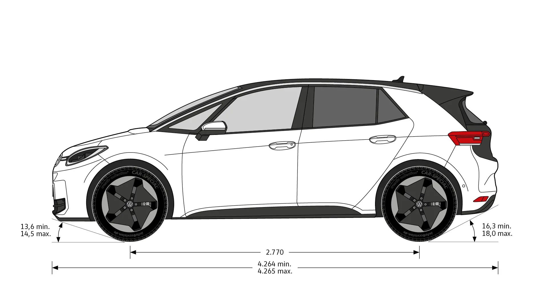 Volkswagen ID.3 - rozměry modelu